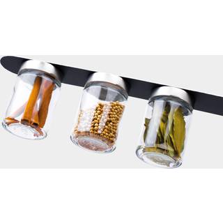 Magnetiske krydderikrukker i glas Silwy Glasses for Delicacies Black &amp; Classy, transparent, 192 ml, 3-pak + sort magnetstrimmel