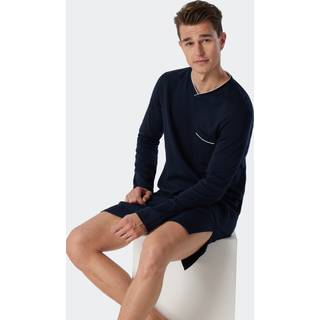 Schiesser Herren Nachthemd blau Jersey-Baumwolle unifarben