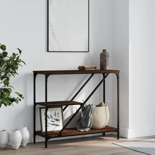konsolbord 88,5x30x75 cm konstrueret træ brun egetræsfarve