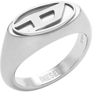 Diesel Unisex Silver Stainless Steel Logo Signet Ring DX1475040-11.5