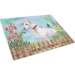 Caroline's Treasures CK1255LCB Bull Terrier Spring Glass Cutting Board Stor dekorativt tempereret glas køkkenskæring og serveringsplade Stor i st