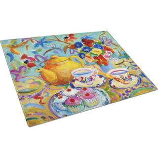 Caroline's Treasures HWH0011LCB Teal Tea af Wendy Hoile Glass Cutting Board Stor dekorativt tempereret glas køkkenskæring og serveringsplade i st