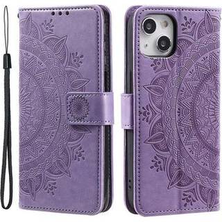 iPhone 14 Mandala Series Etui med Pung - Lilla