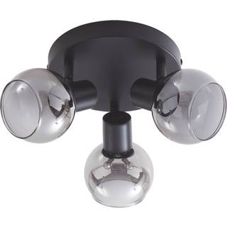 Lindby Hedvig loftlampe, rund, sort, 3 lyskilder.