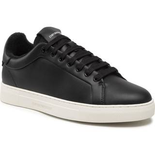 EMPORIO ARMANI Herren Sneaker schwarz Glattleder