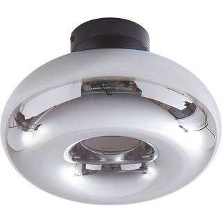 Lindby loftlampe Zehra, Ø 28 cm, røgfarvet grå, glas