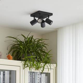 Lindby loftspot Jorell, sort, 20 cm, sort, 4 lyskilder.