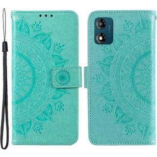 SKALO Motorola Moto E13 4G Mandala Flip Cover - Turkis