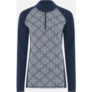 Langærmet t-shirt "half zip" | 100% merino uld | Navy