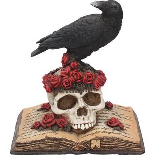 Rabe auf Totenkopf mit Rosen Figur 17cm