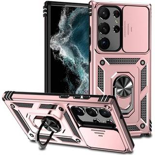 Samsung Galaxy S23 Ultra 5G Roterende Ring Hybrid Cover med Kameraskjold - Rødguld