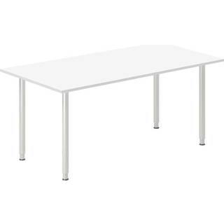 Office skrivebord 160x80cm hvid laminat med alugråt stel