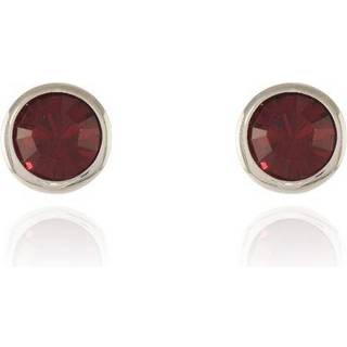 Cachet Silver Tone Red CZ Stud Earrings - J74202