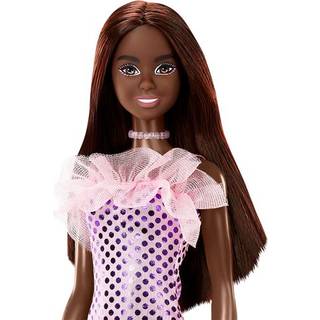 Barbie dukke b?rn leget?j m?rkebrunt h?r lyser?d metallisk kjole trendy t?j og tilbeh?r gaver til b?rn