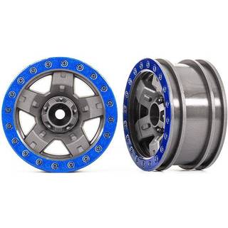 Traxxas - TRX8180-BLUE - Wheels, TRX-4® Sport 2.2 (gray, blue beadlock style) (2)