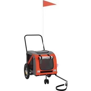 hundetrailer til cykel oxfordstof og jern orange og sort