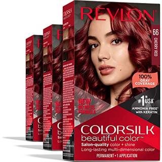 Revlon Permanent hårfarve Permanent rødt hår Farvefarverilk med 100% grå dækning Ammoniakfri keratin og aminosyrer Røde nuancer (pakke med 3)