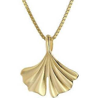 trendor 15075 Damen-Halskette mit Ginkgoblatt Gold 333/8K