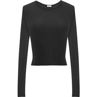 Saint Laurent Ribbed-knit crop top - black - L