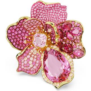 Idyllia Cocktailring, Pavé, Blume, Rosa, Goldlegierungsschicht