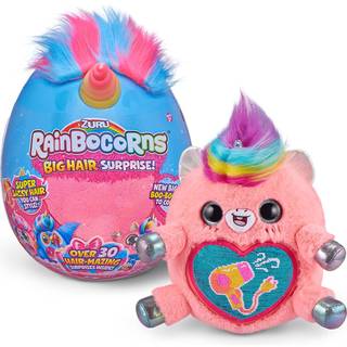 Rainbocorns Big Hair Surprise (enhjørning) af Zuru Cuddle Plush Fyld Animal 30 Overraskelser Collectible Baby Booboocorns Hårtilbehør Charme Armb