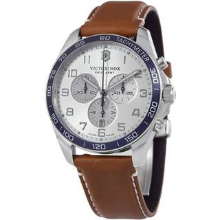 Victorinox FieldForce Chronograph Quartz Silver Dial Brown Leather Strap Men's Watch 241900