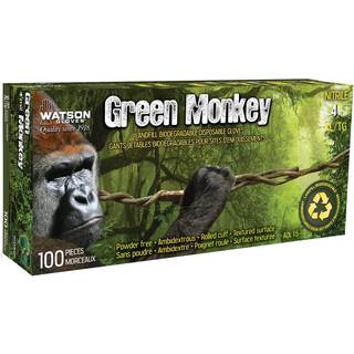 Green Monkey Watson handsker 4 mil engangs nitrilhandske - Biologisk nedbrydeligt pulverfrie 100 handsker/kasse