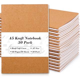 Feela 30 Pack Kraft Notebooks A5 60 foret sider notebooks og tidsskrifter for kvindelige piger studerende, der laver planer for at skrive memos k