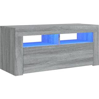 tv-bord med LED-lys 90x35x40 cm grå sonoma-eg