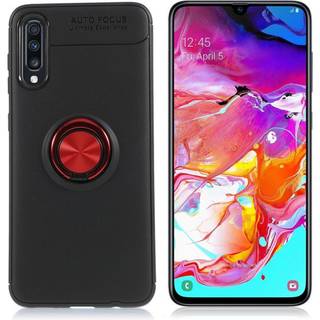 Samsung Galaxy A70 fingerring cover - sort / rød