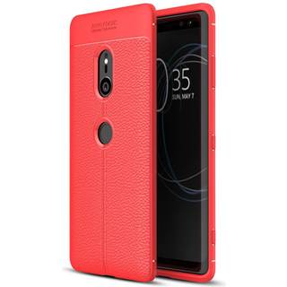 Sony Xperia XZ3 beskyttelsesetui i silikone med Litchi overfalde - Rød