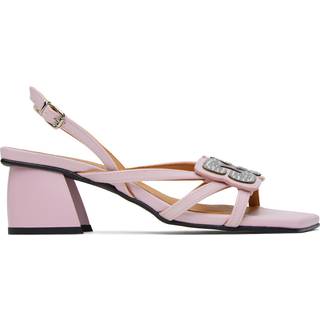 Ganni Embellished faux leather sandals - pink - EU 41
