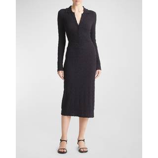 Vince Smocked cotton-blend midi skirt - blue - XS