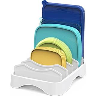 Simple Houseware Food Container Lid Organizer Justerbar skillelidere Låg Storage 10''x8 '' Hvid