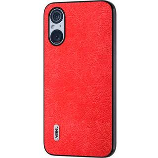 Sony Xperia 5 V Litchi Læderbelagt Plastik Bagside Cover - Rød