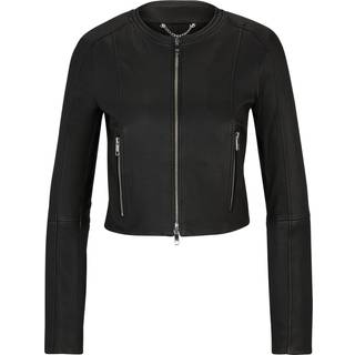 Slim fit læderjakke uden krave