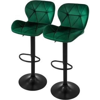 Barstol 2 stk. grøn velourbetrukket, 59-79cm ML-Design