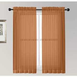 Ovzme orange rene gardiner 63 tommer l?ngde 2 paneler til sovev?relse stue lys filtrering dobbelt stang lomme voile hver 42 bredde med 63 l?ngde