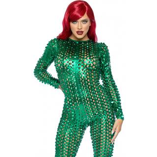 Lasersk?ret metallisk kattedragt. - X-Large / Green