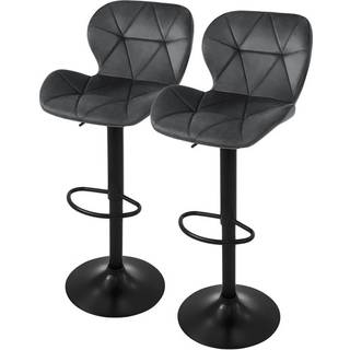 Barstol 2 stk. grå fløjlsbeklædt, 59-79cm ML-Design