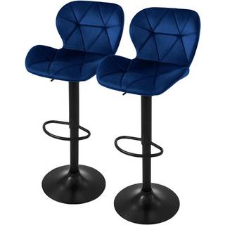 Barstol 2 stk. blå fløjlsbeklædt, 59-79cm ML-Design