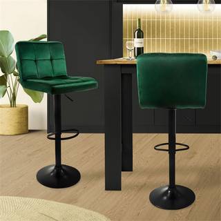 Barstol 2 stk. grøn fløjlsbelagt, 63-83cm ML-Design