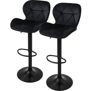 Barstol 2 stk. sort fløjlspolstring, 59-79cm ML-Design