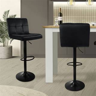 Barstol 2 stk sort fløjlsbelagt, 63-83cm ML-Design