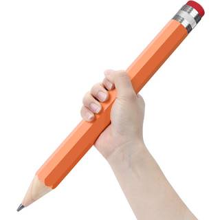 Bushibu Wood Jumbo -blyanter til prop/gaver/indretning - 14 tommer sjov stor nyhed blyant med cap (orange r?d) til skoler og hjem