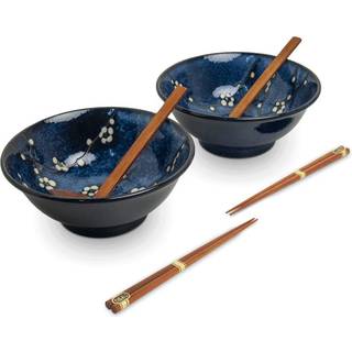 Japansk ramen skålsæt, 6 dele, komplet til 2 personer – Hana blue Ø22 cm