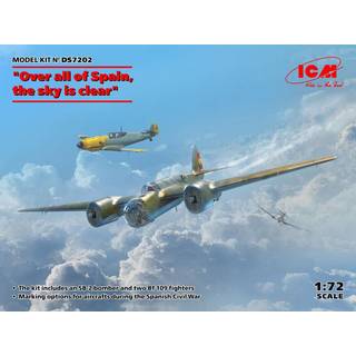 Over allof Spain,the sky is clear(SB 2M-100 Katiushka+two Me 109 E3 Pilot Ace