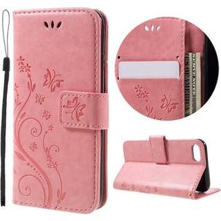 iPhone 7/8/SE (2020)/SE (2022) Butterfly Series Flip Cover med Pung - Pink