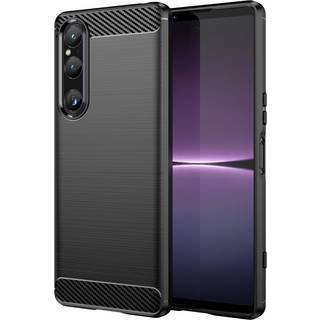 SKALO Sony Xperia 1 V Armor Carbon Stødsikker TPU-cover - Sort
