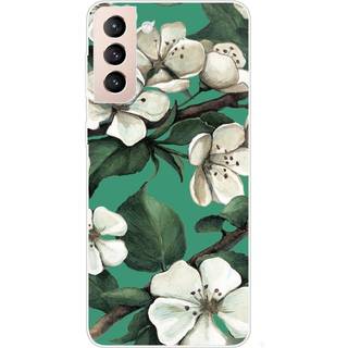 Samsung Galaxy S22 Fleksibelt Plastik Bagside Cover - Hvide Blomster